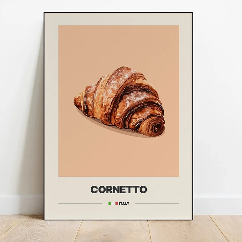 Dessert Cannoli Crepe Flan Macarons Pudding Poster Canvas Printing Minimalist Wall Art Picture for Cafe Desserts Shop Decor Gift