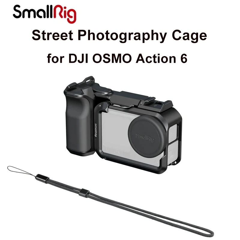 

SmallRig All in One Basic Cage Kit Action Camera Cage with Side Handle Wrist Strap for DJI Osmo Action 6 Street Photography Cage