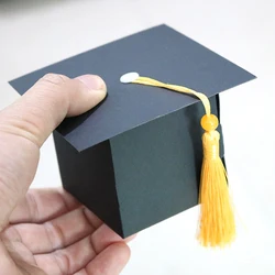 5/10/20pcs Black Bachelor Hat Cap Candy Box For Graduation Cookie Gift Packaging Boxes 2024 Grad Congratulation Party Supplies