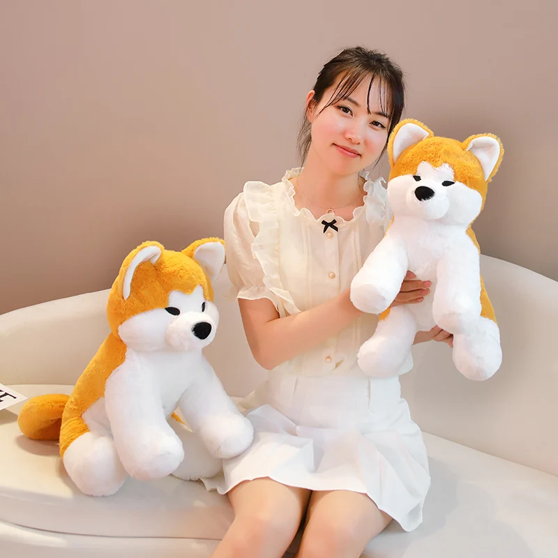 35/45cm Cartoon Akita Dog Plush Toy Stuffed Lifelike Shiba Inu Puppy Stuffed Animal Accompany Baby Sleeping Pillow Kids Gifts