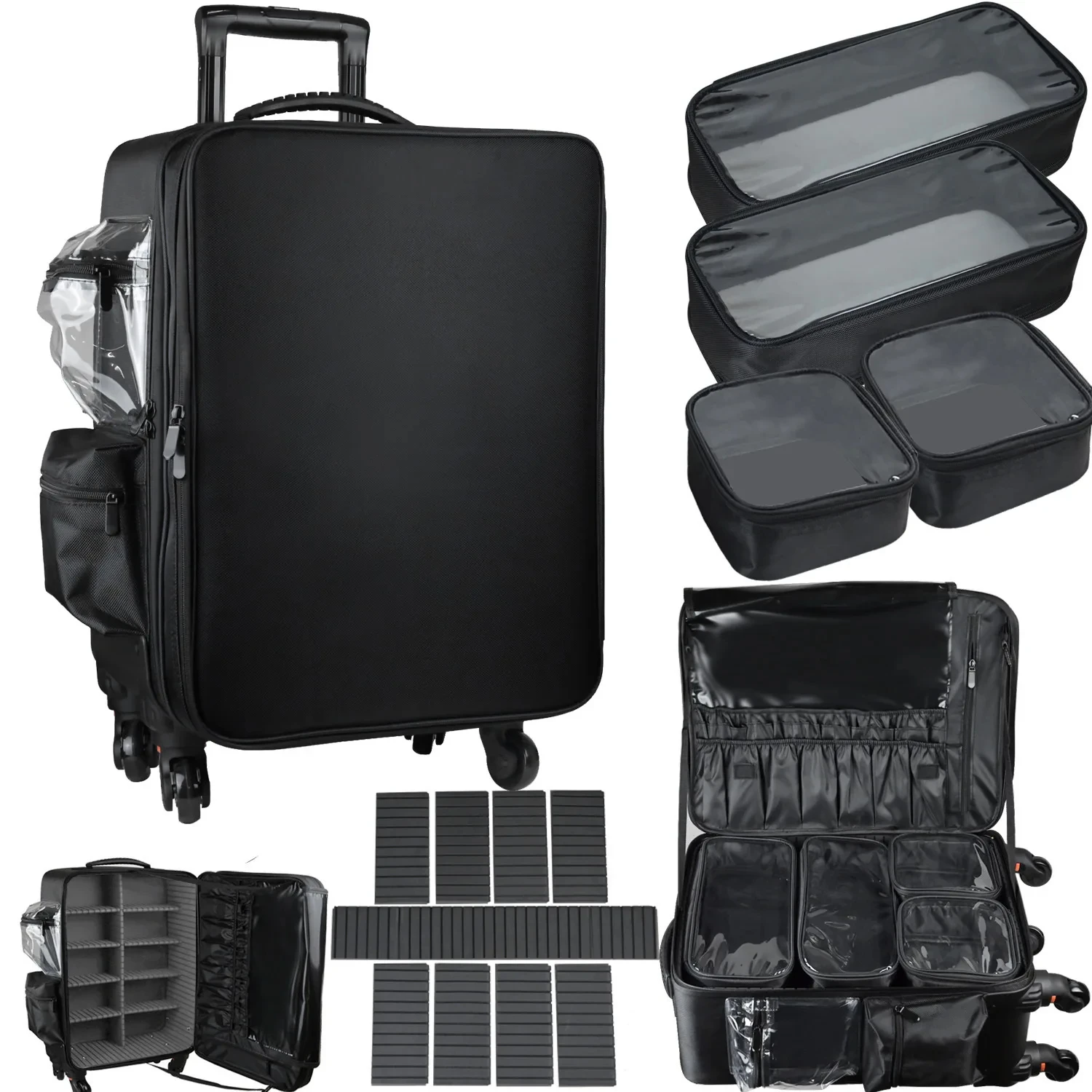 

rofessional Makeup Train Case Trolley Cosmetic Case Rolling Luggage Travel Suitcase Makeup Organizer Trolley Bags With Wheels