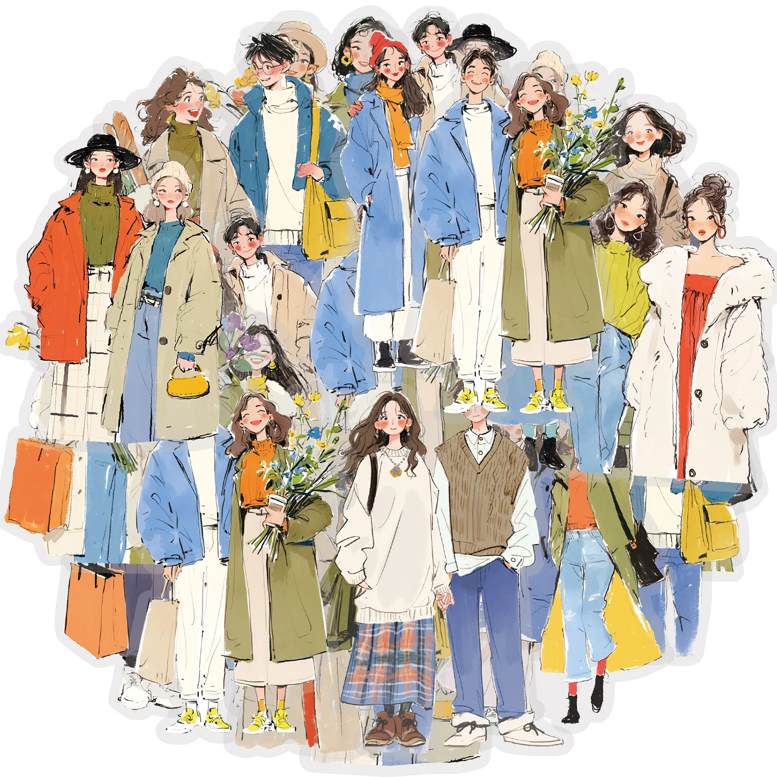 Etori Life - Pegatinas para Reuniones de Amigos, 20 Piezas, para Mejores Amigos y Parejas, Salidas Diarias en Otoño e Invierno, Pegatinas Decorativas para Cuadernos, Bolsas de Regalo para Niños, Álbumes de Fotos, Maletas, Manualidades, Suministros para Scrapbooking, Accesorios de Decoración de Escritorio, Fabricación de Tarjetas, Material Escolar, Pegatinas de Juguetes, Regalos para Niñas