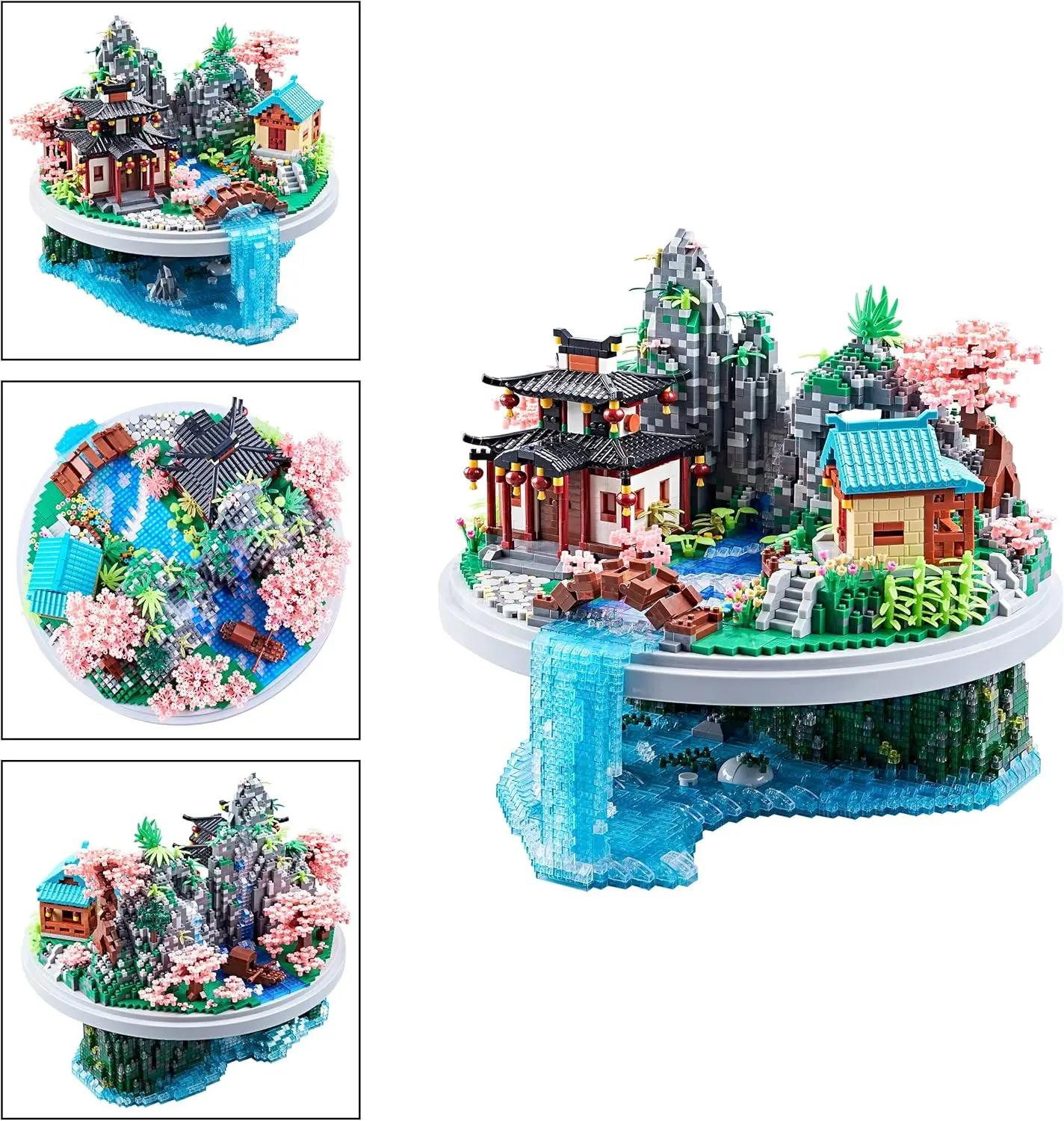 7626 ชิ้น Micro Building Blocks ชุด Peachtree/Crescent Moon ฤดูใบไม้ผลิรุ่น, ของเล่นสร้างสรรค์ปัจจุบันสําหรับเด็กอายุ 14 +