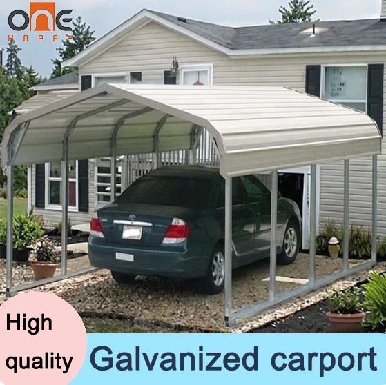 11x19ft Metal Waterproof Windproof Half Cover Garage Prefabricated Arched Roof Galvanized Canopy For RV Camping Parking