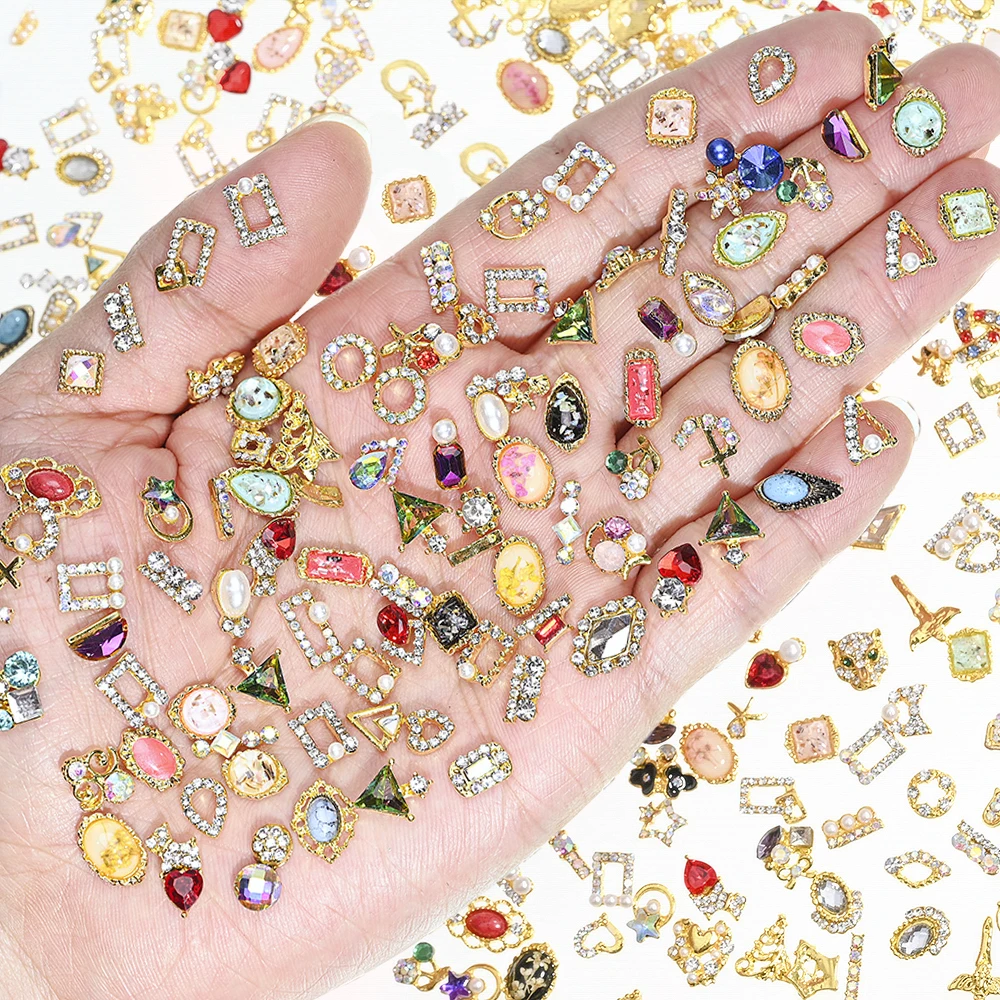 50Pcs/lot\Random\Mixed\Luxury\Alloy\Nail\Charms\Long\Tassel\Pendnat\Pearl\Crystal\Nail\Art\3D\Butterfly/Bow\Metal\Nail\Parts