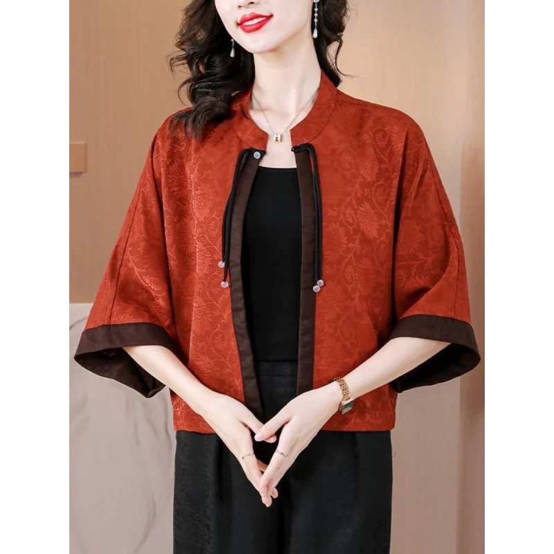 

Новая женская короткая куртка в китайском стиле для весны и осени, новая модель, элегантный винтажный топ-шаль для женщин