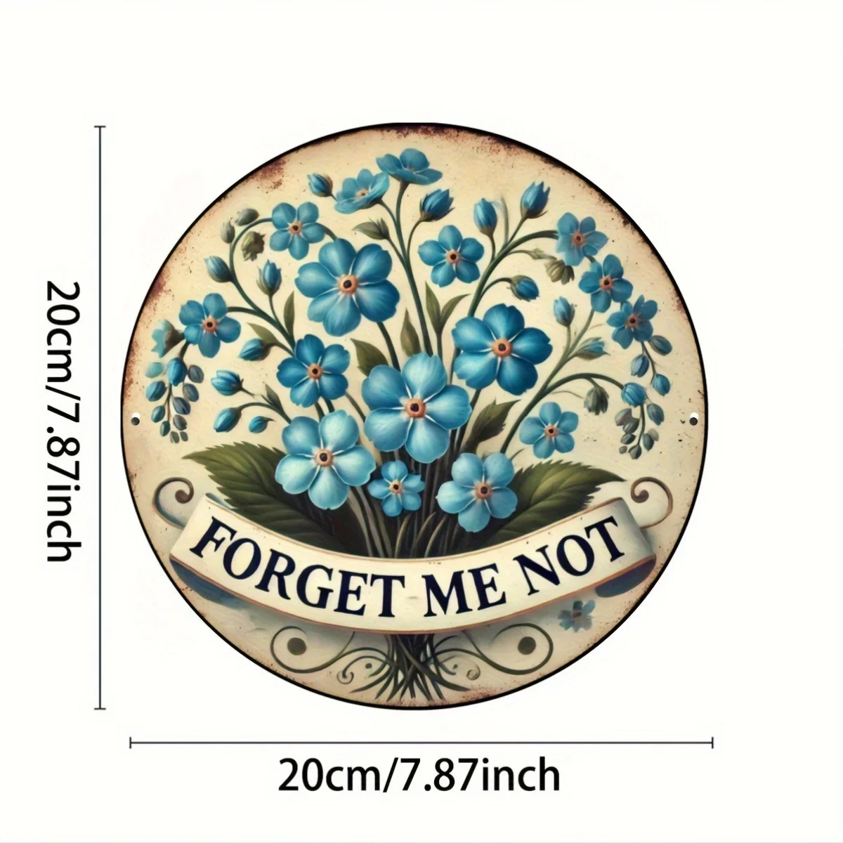 لافتة ألومنيوم على شكل زهرة "Forget Me Not" عتيقة - لوحة زهور مبتكرة، هدية عيد الحب، ديكور فني جداري للمقهى، المرآب، البعيد