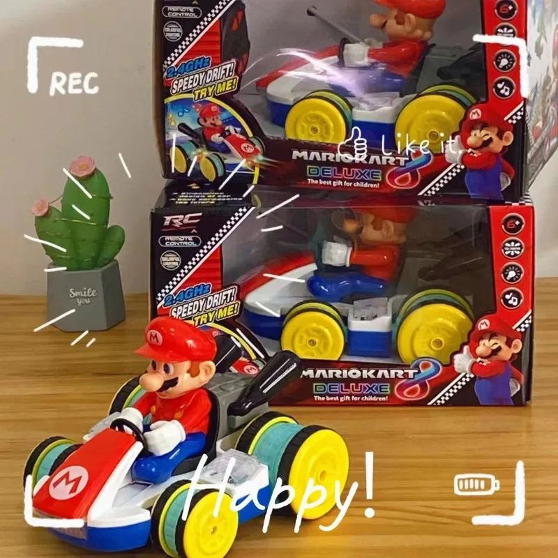 Super Mario Remote Control Car Toys Anime Figures Luigi Model Karting Witn Music Lighting Children Funny Interactive Toys Gifts