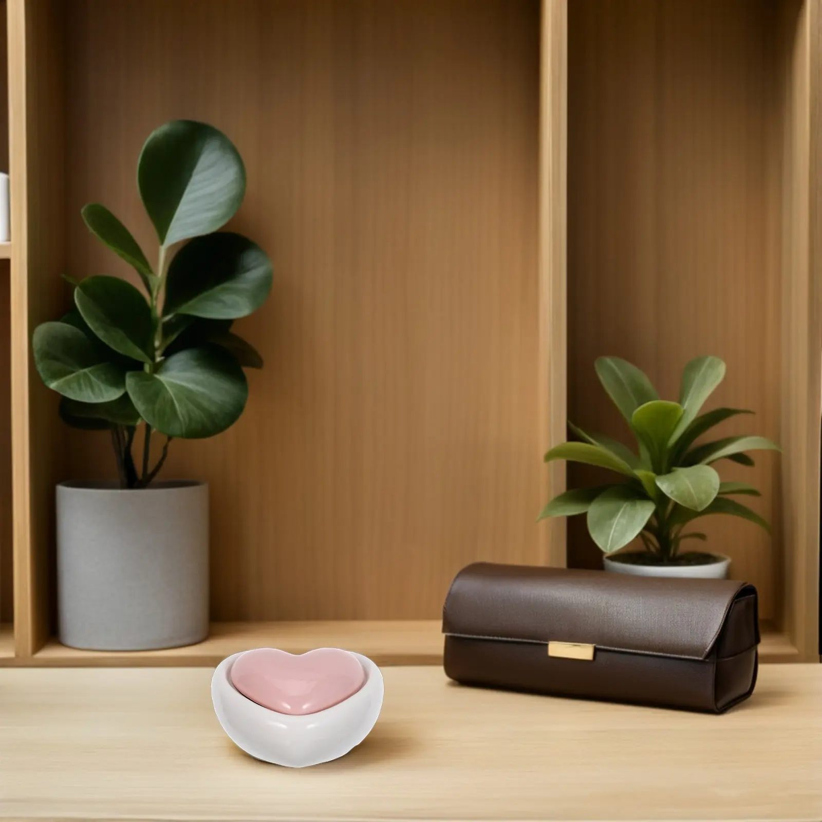 Pink Ceramic Heart Jewelry Box for Earrings, Rings, Necklaces & Bracelets – Small Trinket Storage Tray with Lid