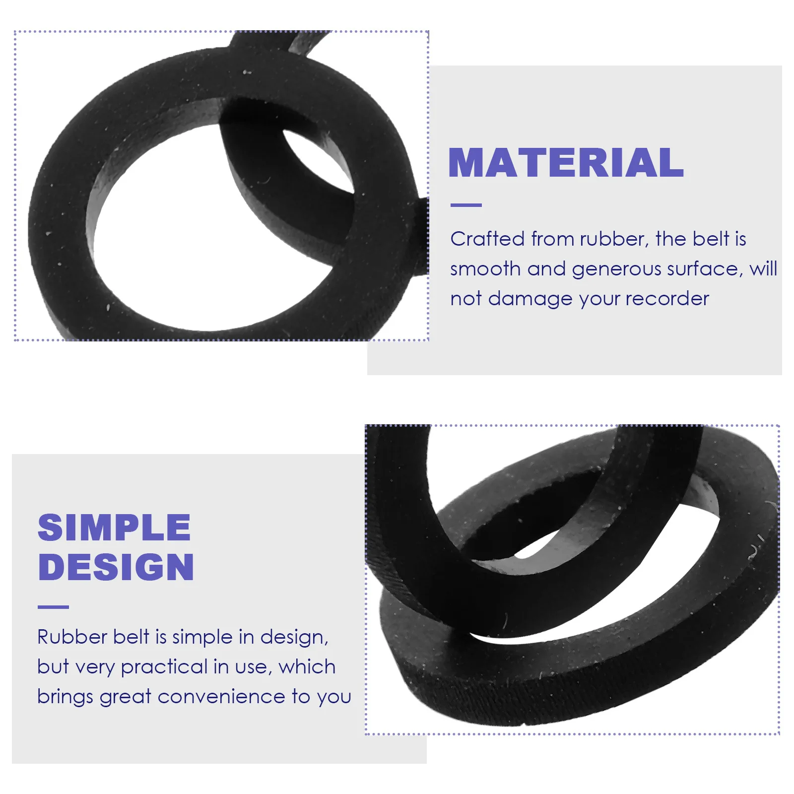 

3 Pcs Recorder Tape Ring Plastic Flat Ribbon Belt Cassette Belts Drive Apron Rubber Pulley Cleaner Repair