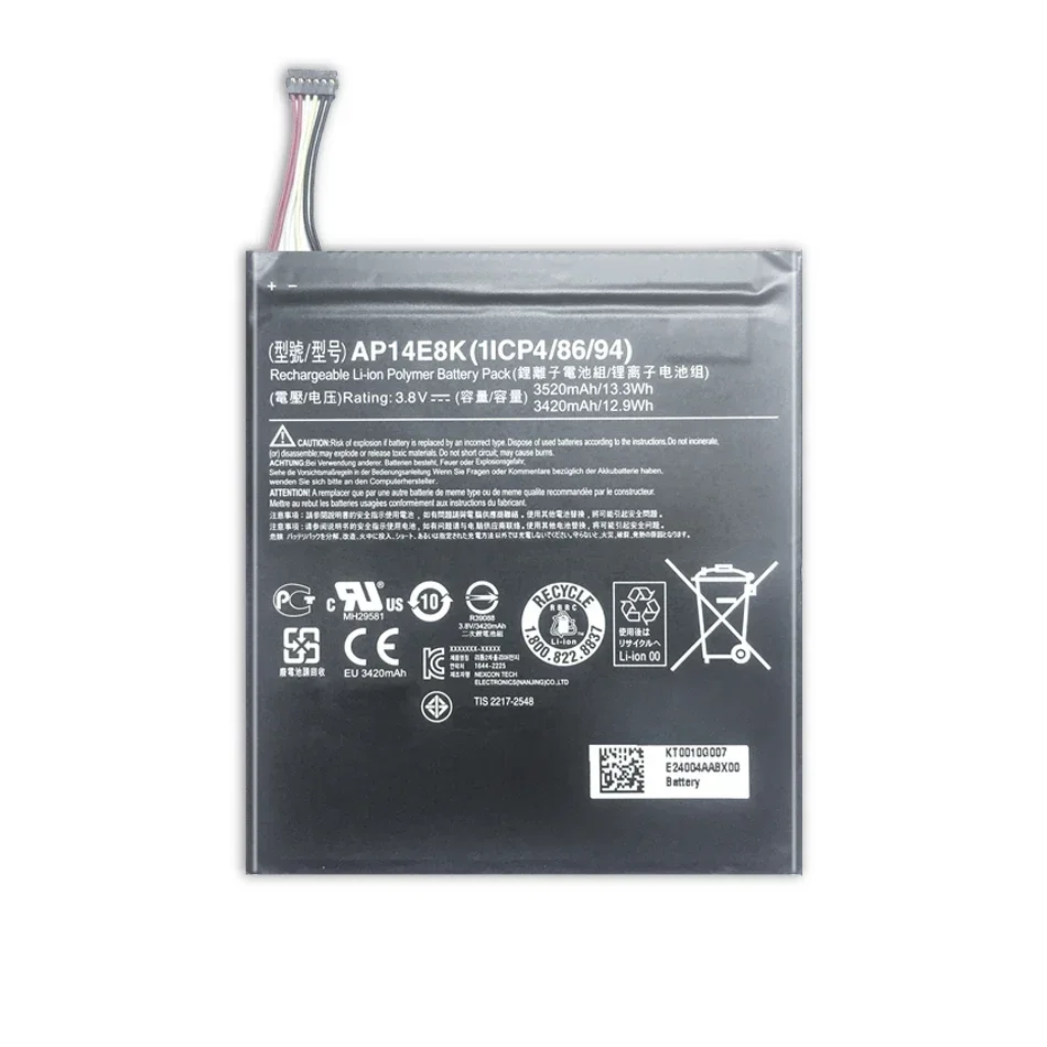 For Acer Iconia One 7 B1-750 Rechargeable Li-polymer Tab Replacement Battery AP14E8K 3520mAh