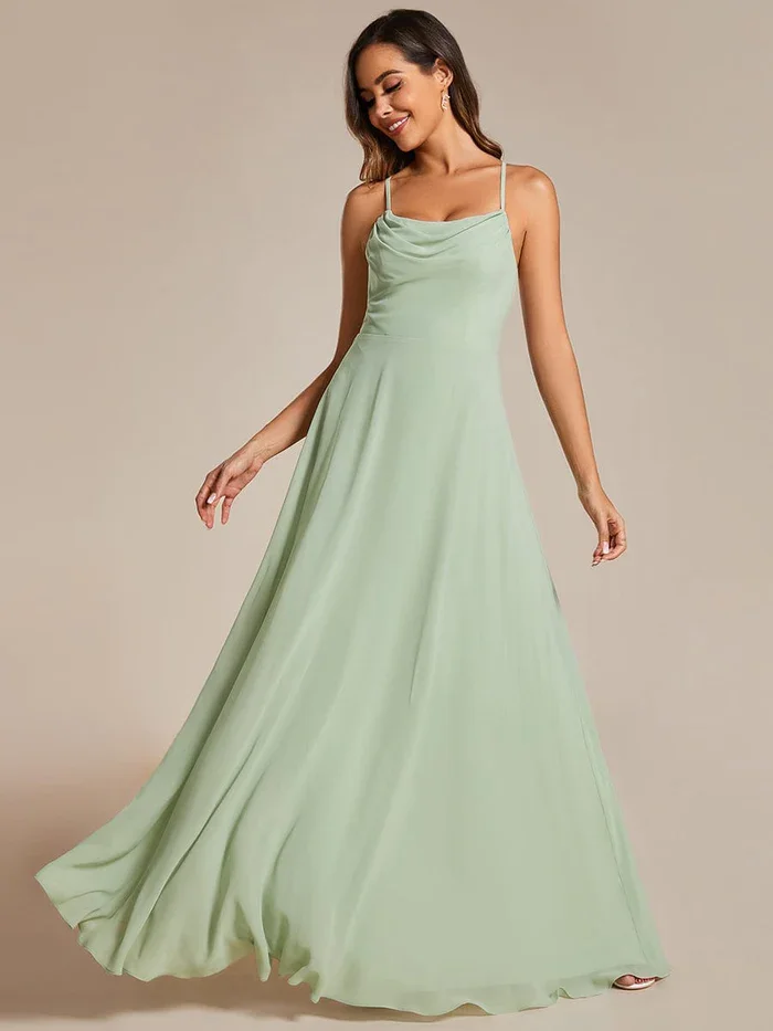 

Ever Pretty Women's A-Line Spaghetti Straps Draped Collar Sleeveless Floor Length Flowy Bridesmaid Dress