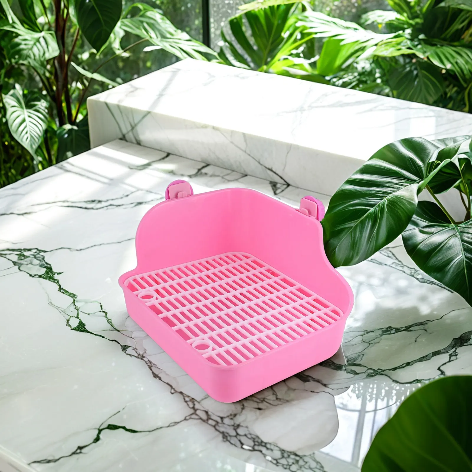 

Туалет для мелких животных розового цвета: для хомяков, кроликов, хорьков. Прочный лоток-туалет с настенным креплением для использования в помещении и на улице.