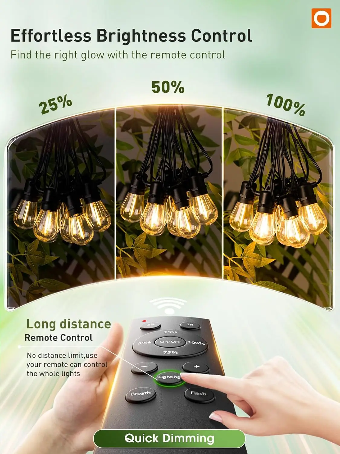 Remote Dimmable Patio Lights with Timer & 3 Lighting Modes, 64 Shatterproof Edison Bulbs, Waterproof Connectable String Lights f