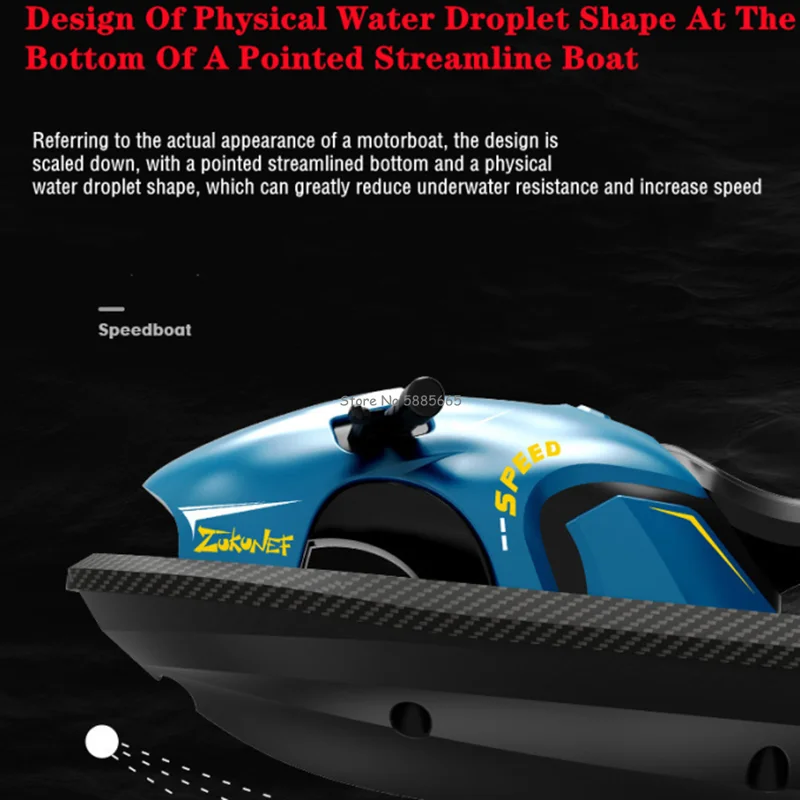 Alarma de baja potencia, lancha rápida con Control remoto a prueba de agua, Motor Dual de 2,4G, inducción fuera de agua, aerodinámica, Mini lancha motora RC