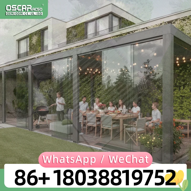 Basic Garden Backyard Room With Manual Roof Opening Closing High Winds Blinds Aluminum Pergola for Outdoor Patio and Poolside in