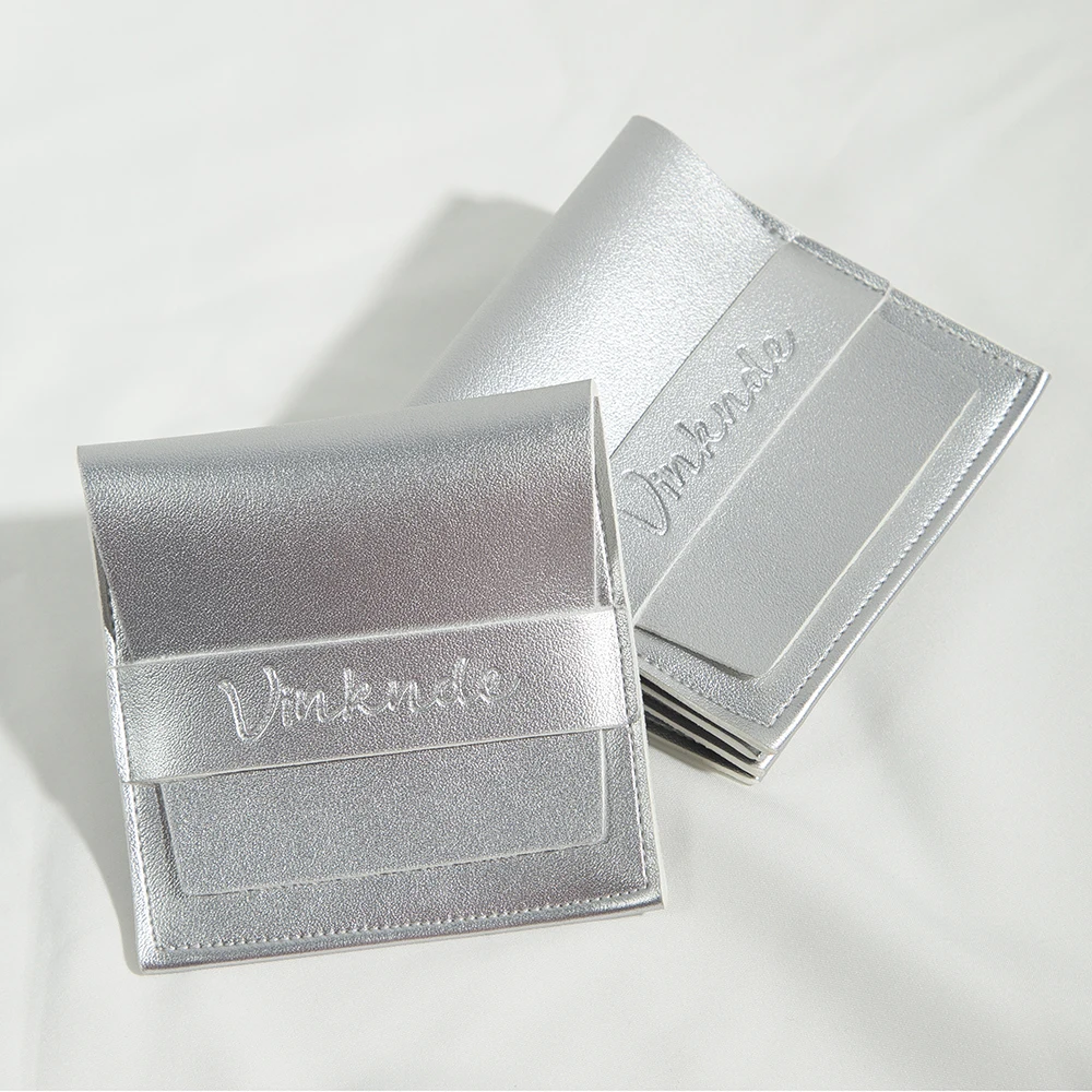 Personalisierte 8x8cm Silberne PU-Leder Schmuckverpackungsbeutel Kleine Ring-Ohrringe-Halsketten Hochzeits-Gastgeschenk-Tasche Organizer – Detail 4