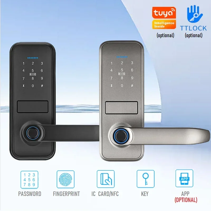 

Fingerprint Door Lock Tuya Smart Door Lock Password Finger print IC Card APP Key Remote Unlock fechadura eletronico digital 도어락