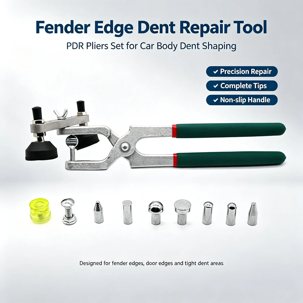 Car Paintless Dent Repair Pliers Set Auto Fender Edge Dent Restore Crimping Pliers With 9 Interchangeable Tips