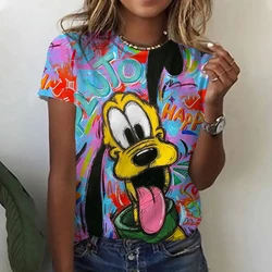 Nowa koszulka damska z nadrukiem Disney's Lilo&Stitch Summer Plus Okrągły dekolt Top damski Moda Casual Design Odzież