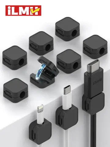 iLMH Non-magnetic Strong ​Cable Clips Adjustable Cord Holder, Adhesive Under Desk Mgmt Organizer, Home Office Car Wall Desktop