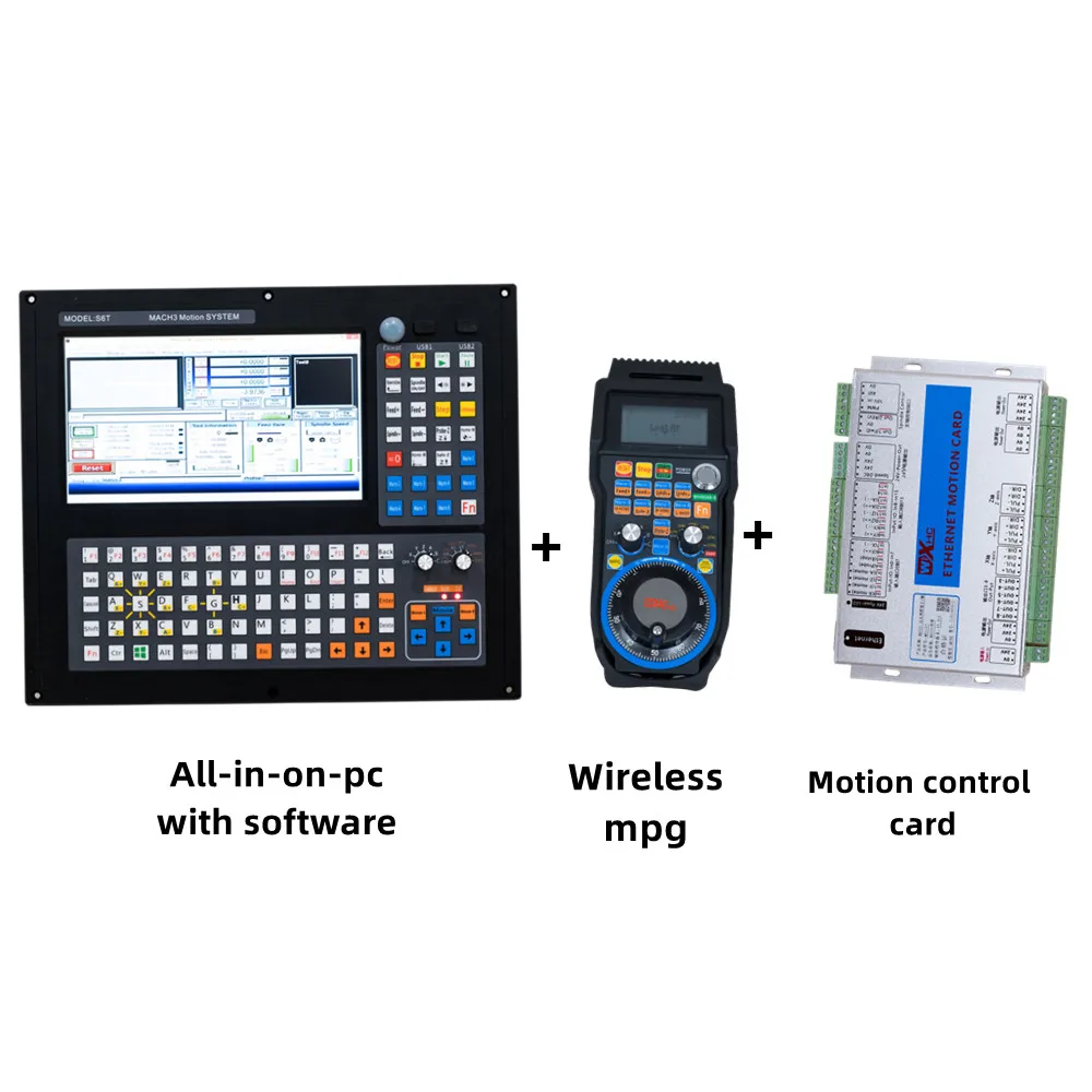 3 4 6-assige Mach3-systeem CNC-controllerkits Systeembedieningspaneel + Ethernet-bewegingskaart MPG + industriële computer voor CNC-router