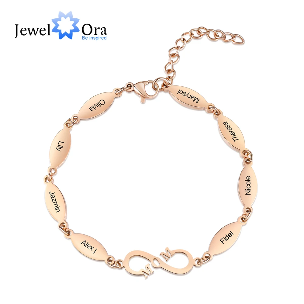 Mother's Day Personalized Chain Link Bracelet 1-8 Family Kids Child Name Women Mom Custom Charm Bracelets Gift for BFF Sister