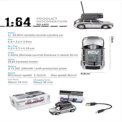 WLtoys 6401 New RC Cars 1:64 Porsche FPV Immersive Remote Control Car with Three-Speed Gear, APP Control, Perfect Gift Toy Car