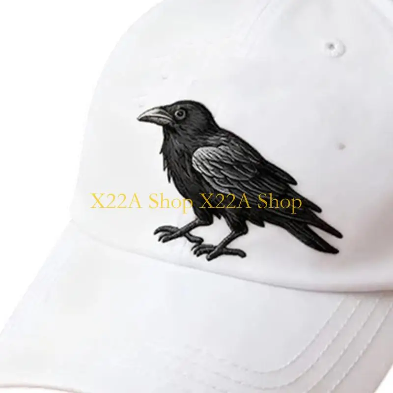 

Unique Gothic Baseball Cap with Embroidered Crow Design Adjustable Wash Cotton Dad Hat for Unisex Adult Everyday Sport Wear