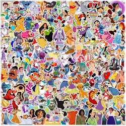 100/200 sztuk Disney Mix Stitch Micky Princess naklejki Graffiti naklejki na motocykl Laptop wodoodporna śliczna naklejka zabawka dla dzieci prezent