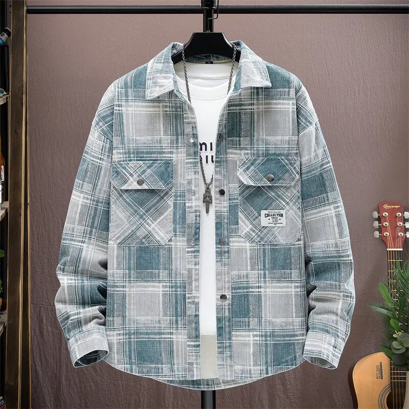 2025 Spring and Autumn New High Quality Men's Casual Fashion Checkered Shirt