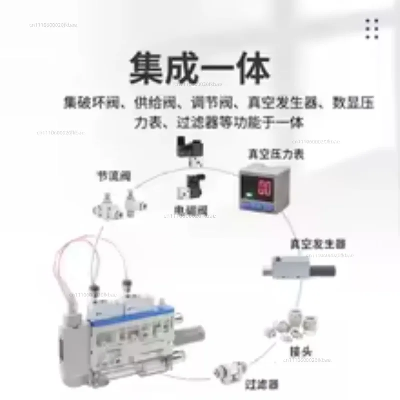 Integrated vacuum generator multi-stage large flow suction and break control solenoid valve group