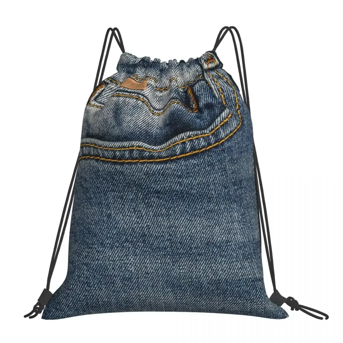 Front Pocket I Love Bluejeans Denim Backpacks Fashion Portable Drawstring Bags Sports Bag Book Bags For Travel Students