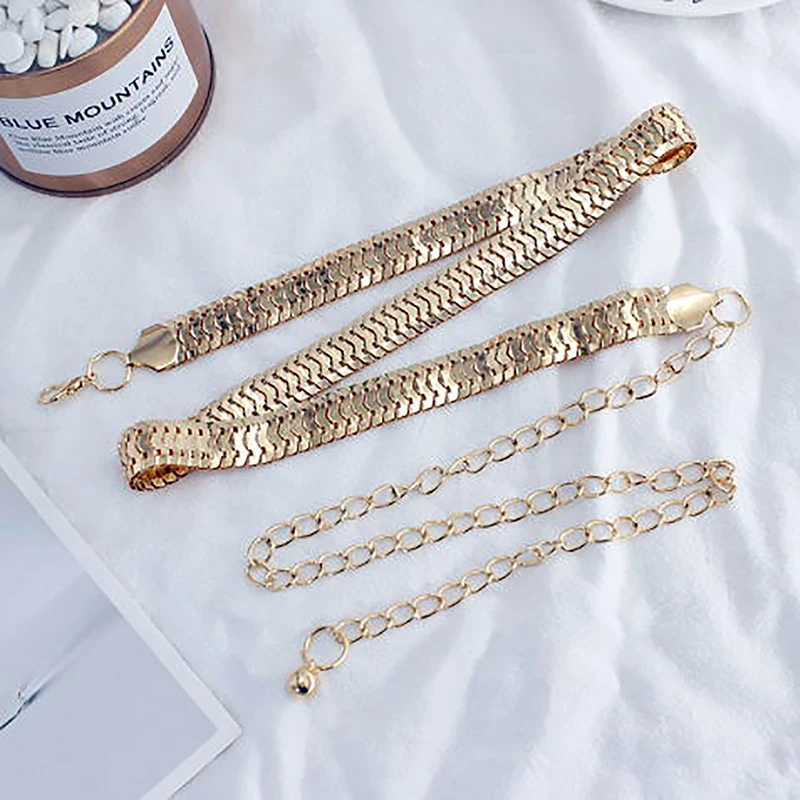 New Fashion Simple Chain Belt Women Lady High Waist Gold Belts Waistband For Party Jewelry Dress Metal Chain Belt
