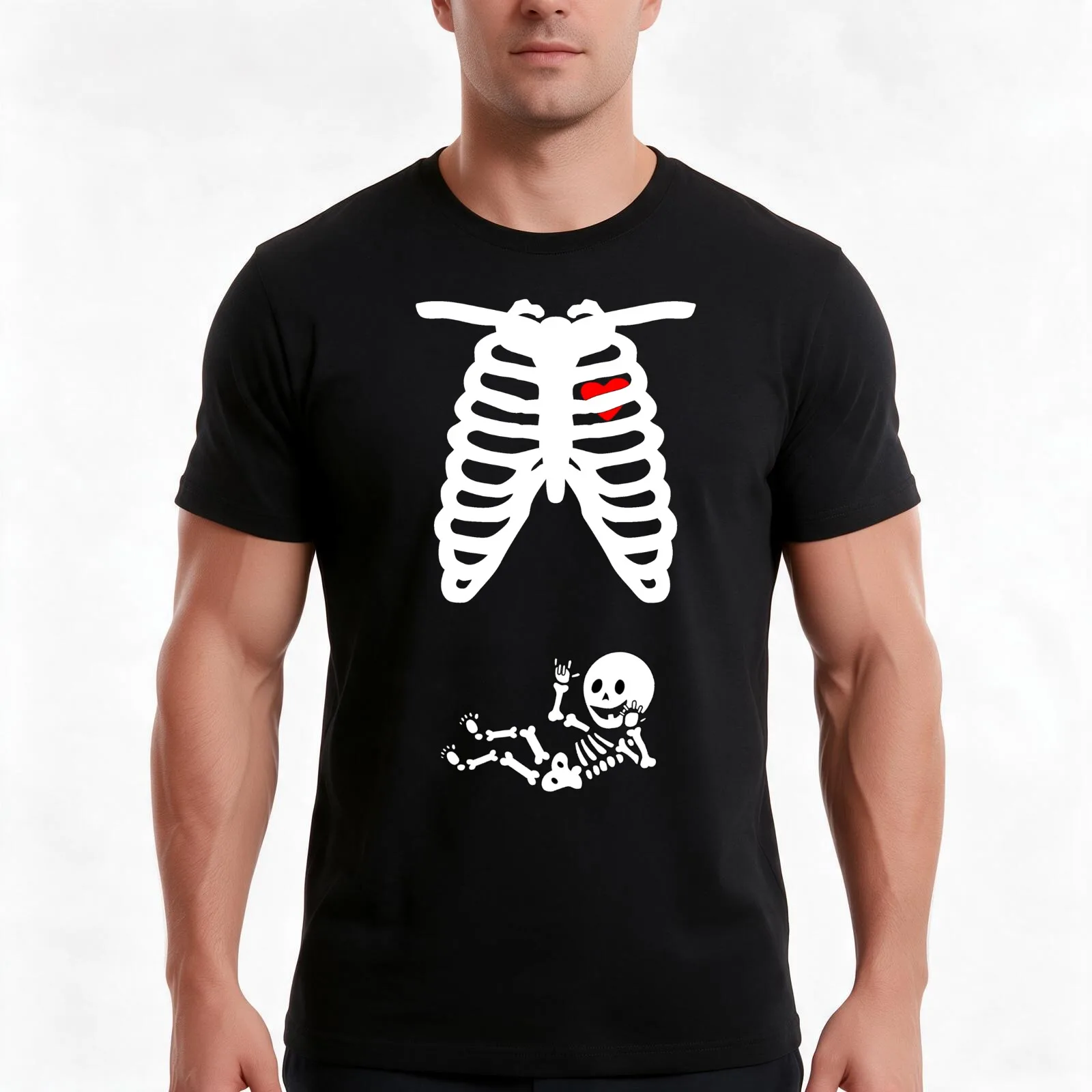 Matching Halloween Couple Shirts Halloween Costume Skeleton Maternity Shirt Halloween Pregnancy Announcement Shirt Coupl T-Shirt