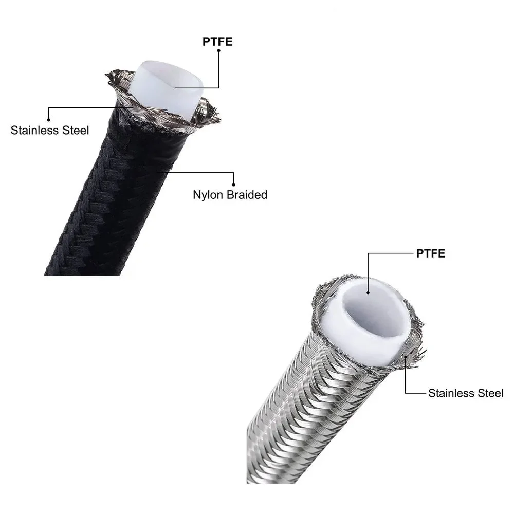 6m 20ft AN4-AN12 ptfe mangueira de corrida de aço inoxidável trançado mangueira de freio linha de óleo combustível refrigerador de óleo acessórios de tubulação de mangueira de carro