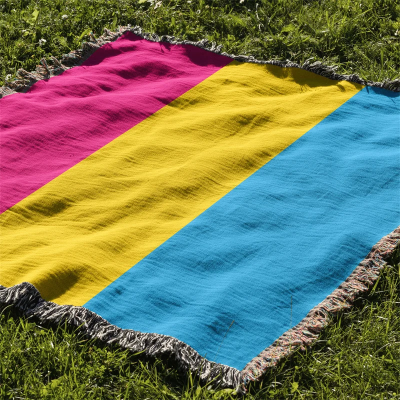 Aertemisi Pansexual Pride Flag LGBT Rainbow Jacquard Fringed Woven Throw Blanket