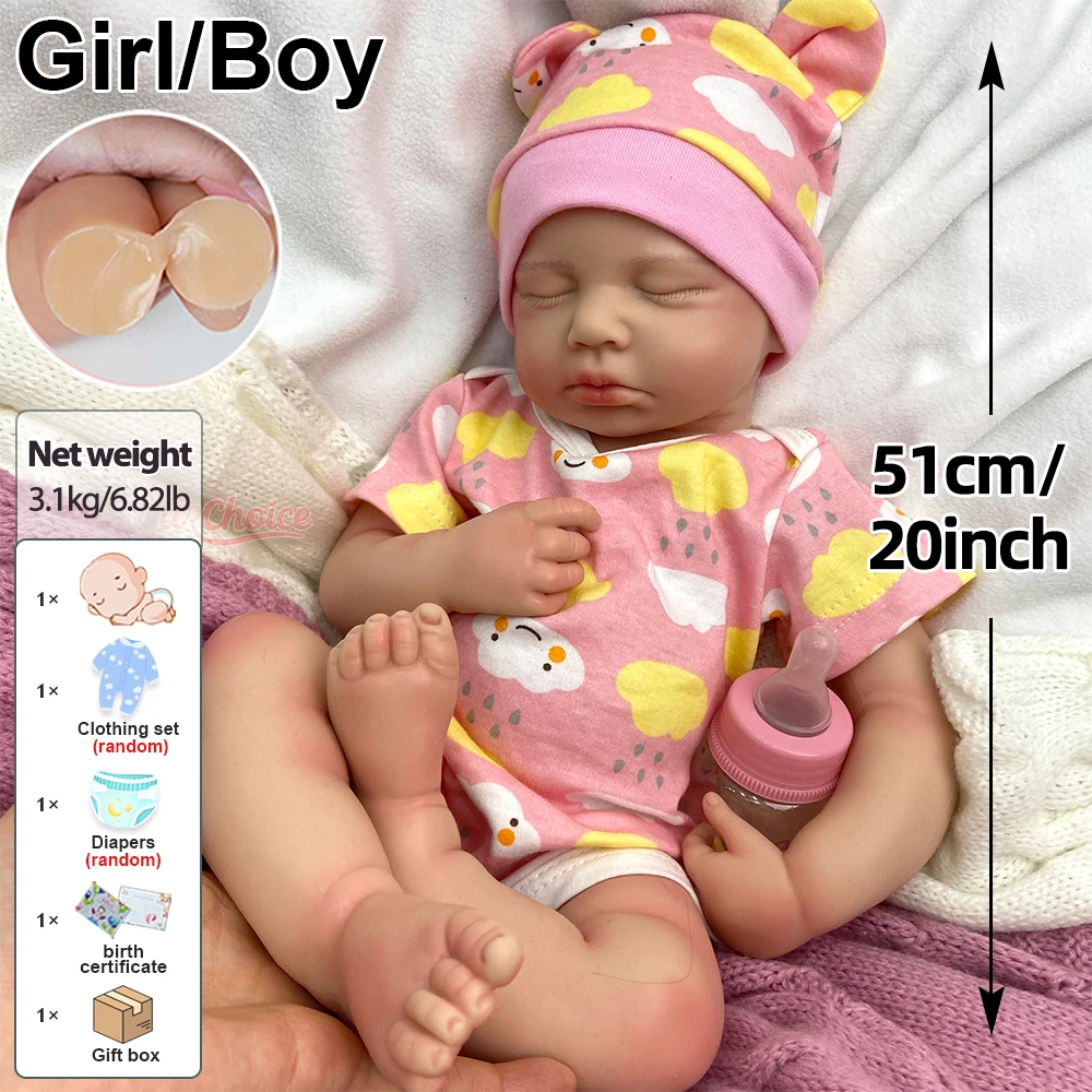 ตุ๊กตาเด็กทารกแบบเปิดปาก 50 ซม. ทำจากซิลิโคนนุ่มเหมือนจริง ตุ๊กตาเด็กผู้หญิง/ผู้ชาย ลูลู่ กันน้ำ ผิว 3 มิติ ของขวัญสำหรับผู้ป่วยอัมพาต