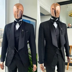 Winter Gentleman Mens Suits Three-Pieces Floral Grain  Authentic Tailored Fit Classic Vintage Wedding Tuxedos Formal Occasions