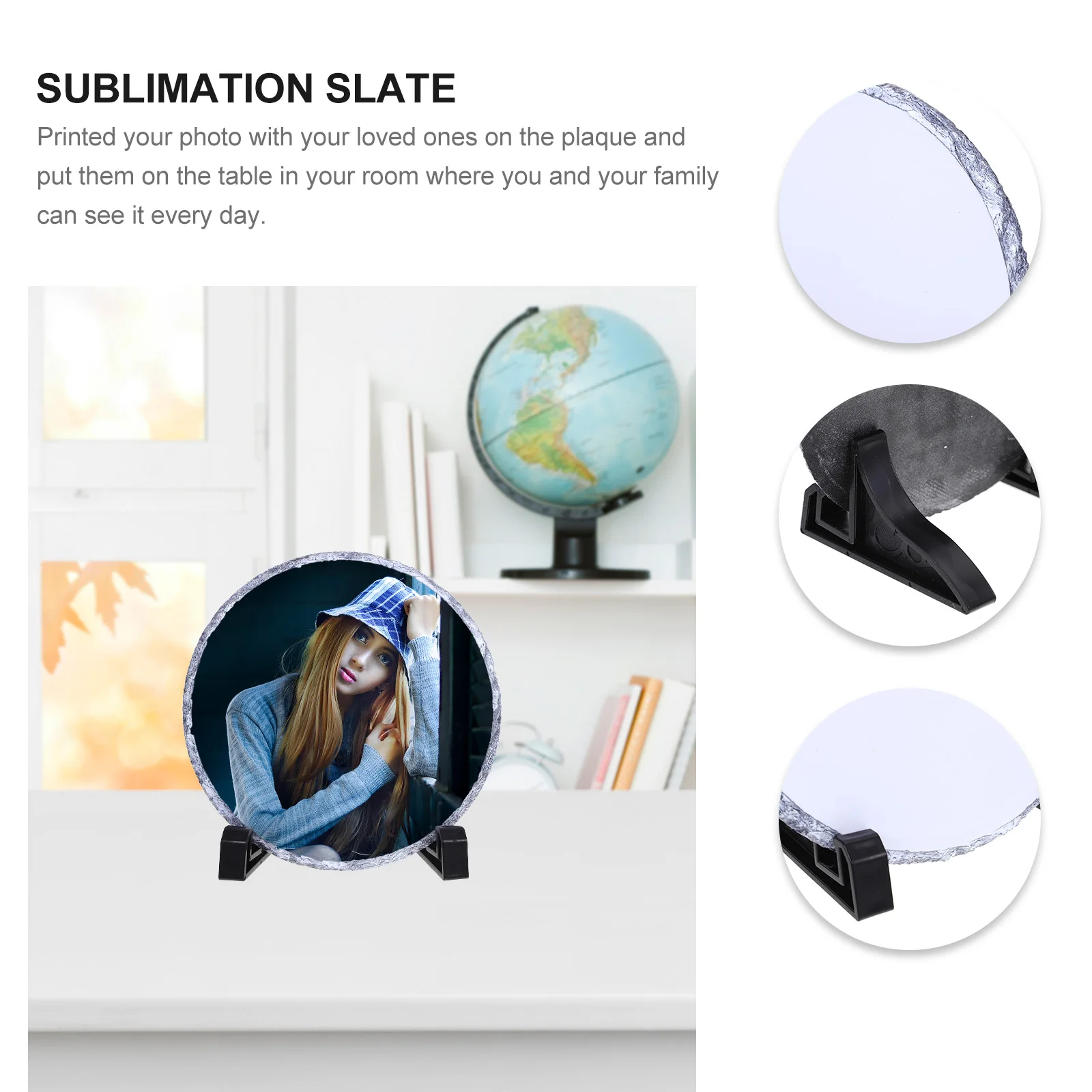 

1Pc Sublimation Blank Stone Photo Frame Matte Coated Decoration Heat Transfer Personalized Photo Ornament