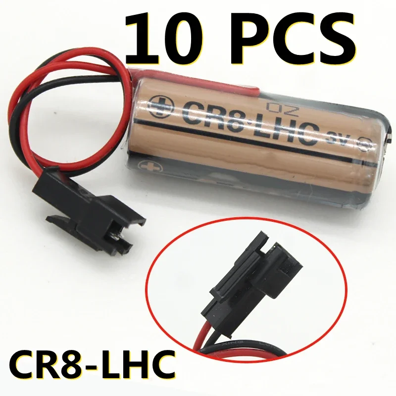 

10PCS/LOT New Genuine For FDK CR8 CR8.LHC 3V CR17450SE CR17450 PLC Lithium Battery With Black Connector