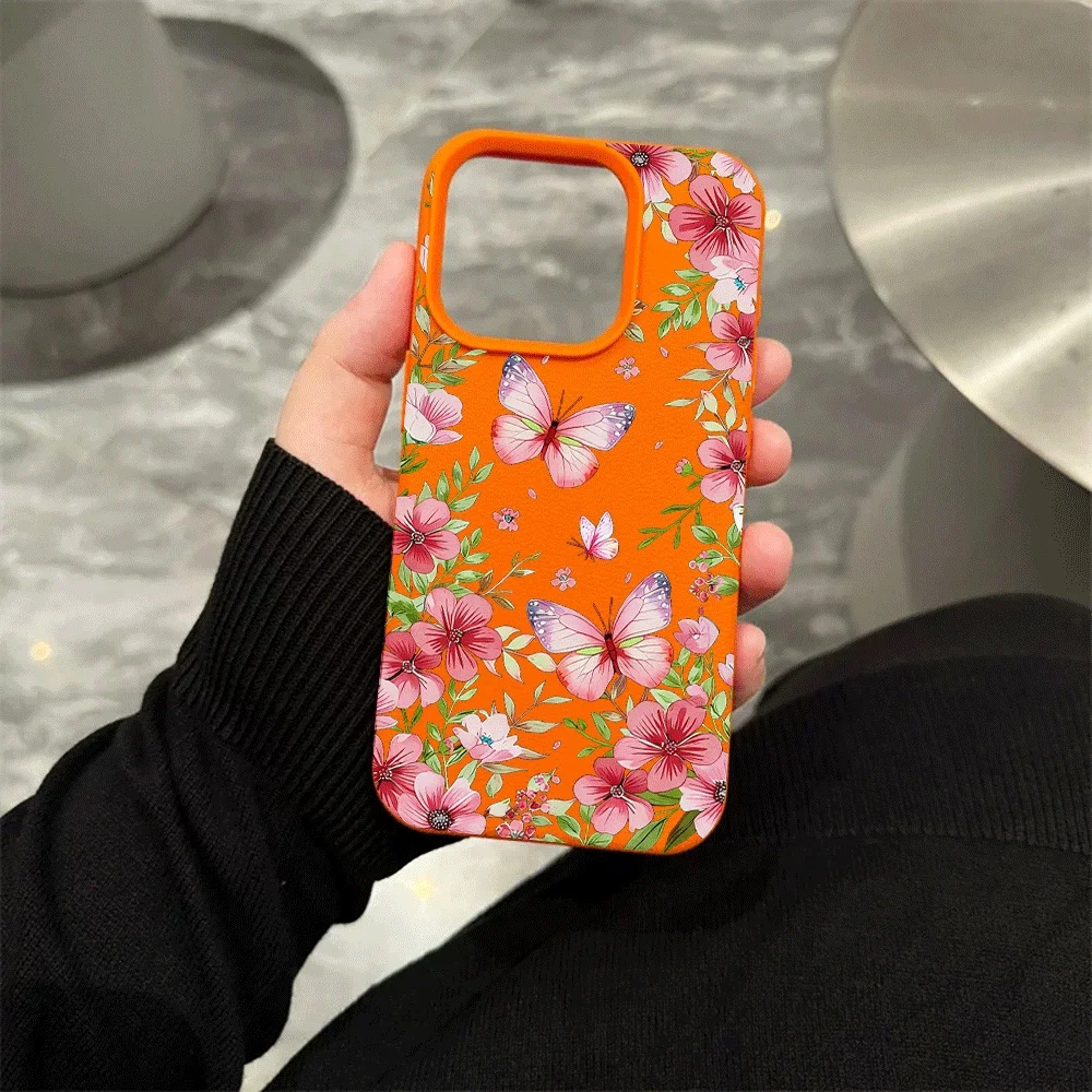 Rosa geblümte Schmetterlings-Handyhülle für iPhone 17 16 15 14 13 12 11 Pro Max 16 15 14 Plus 17 16 15 Pro 17Air Silikon-Matt-Cover – Detail 6