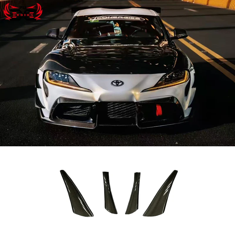 

Toyota Supra A90 A91 Mk5 Dry Carbon Fiber Ver Style Fiont Bumper Front Canards 4pcs Body Kit