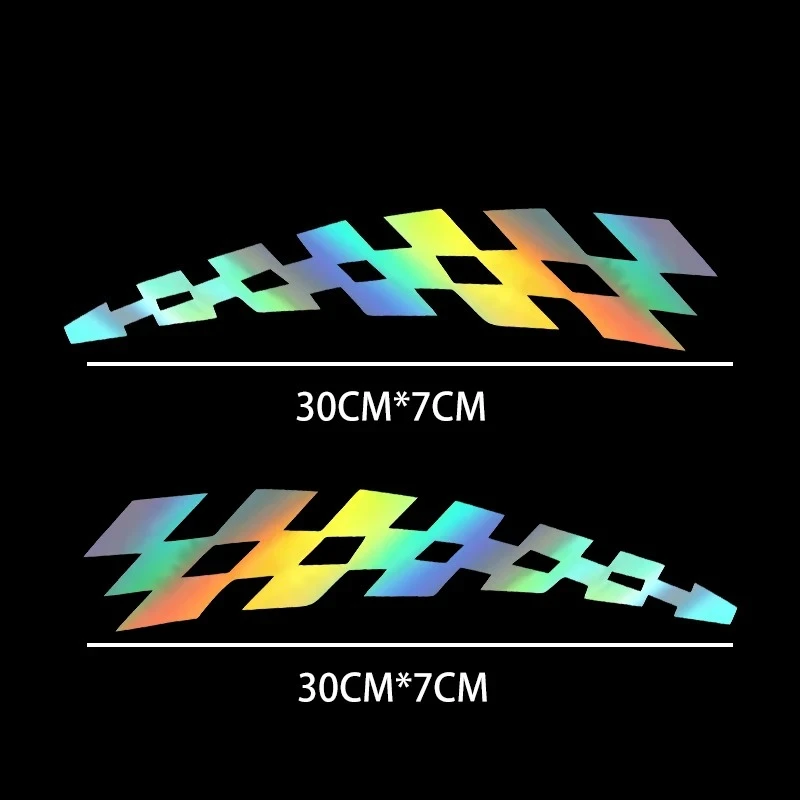 1Pair/Set Checkered Arrow Sticker, Holographic Black Geometric Vinyl Decal for Car Fender, Body, Motorcycle & Helmet