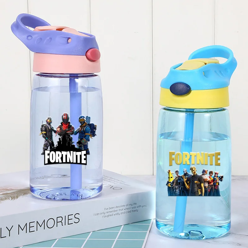 480 мл серия Fortnites, детская чашка для воды с соломинкой, бутылки для горячих игр, герметичный мультяшный уличный портативный чайник, подарок на день рождения