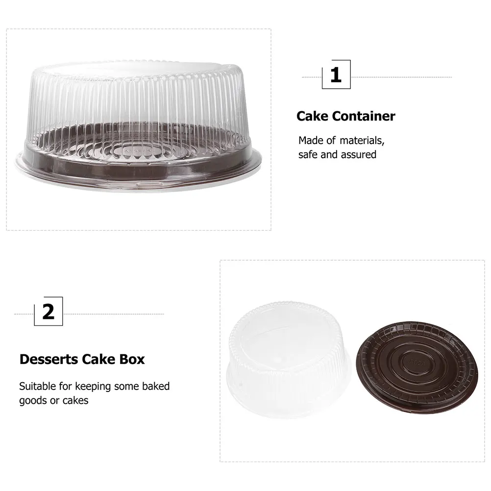 

25 Pcs 8 Inch Plastic Cake Boxes Round Containers Clear Dome Lids Food Safe Portable Packaging Insect Dust Proof