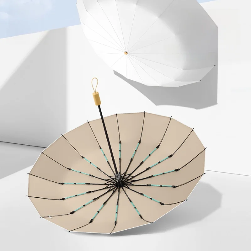 مظلة متينة مزدوجة على شكل عظمة التنين للحماية من المطر والشمس وحماية من الأشعة فوق البنفسجية، لاصق ملون، هيكل من الخشب الصلب #3