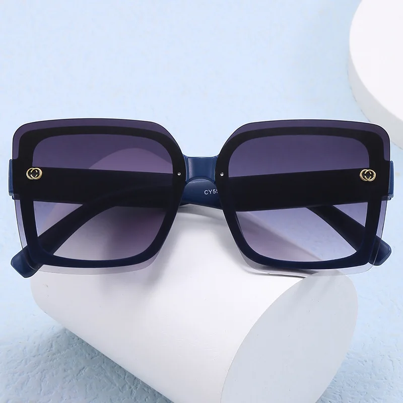 2024 New Trendy and Fashionable Women's Square Frameless Sunglasses Ins Large Frame Street Photo Sunglasses Personalized Glasses