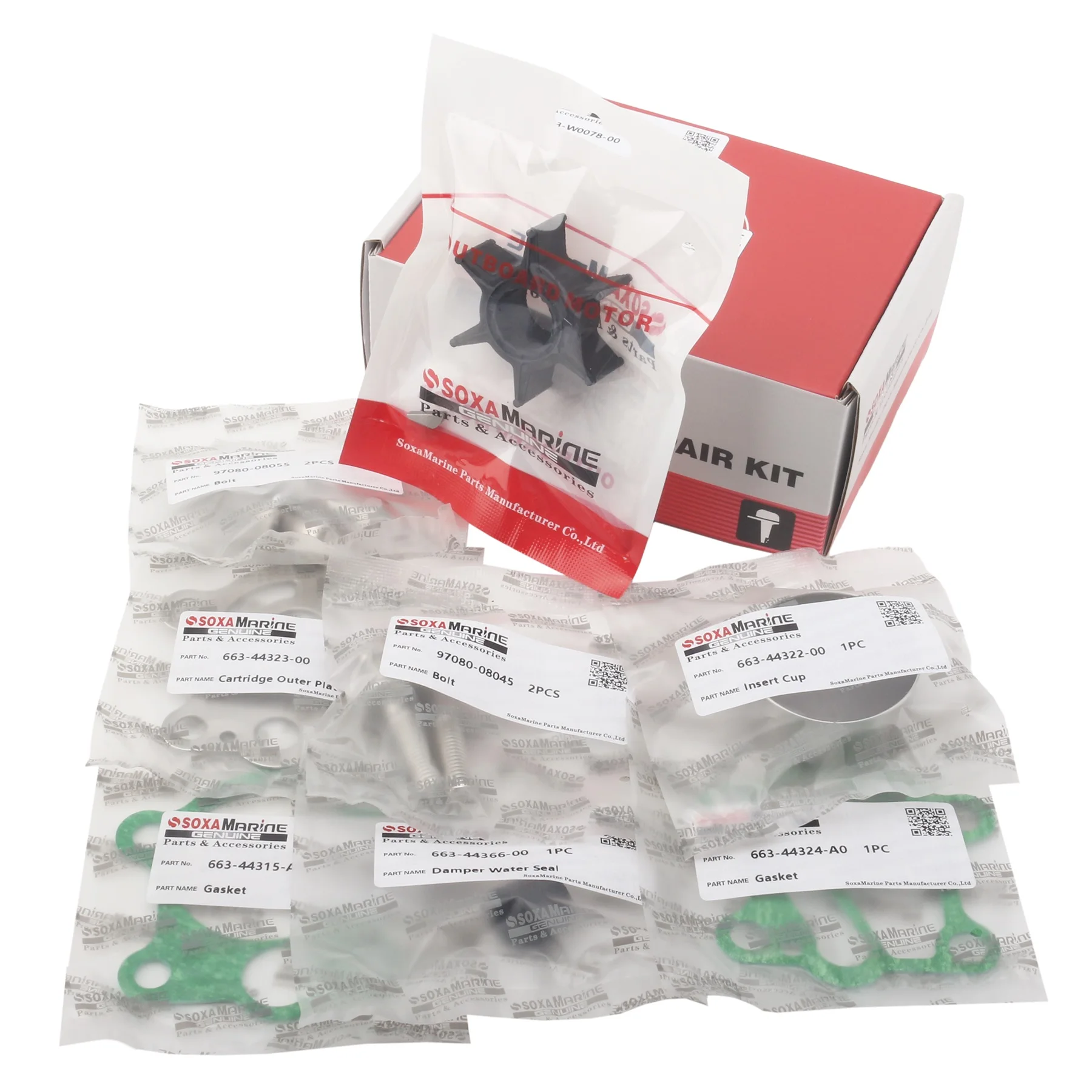 Soxa Marine 663-W0078-01 663-W0078-A0 670-W0078-A0 طقم خدمة إصلاح مضخة المياه لياماها 2 السكتة الدماغية 55 HP محرّك القارب الخارجي