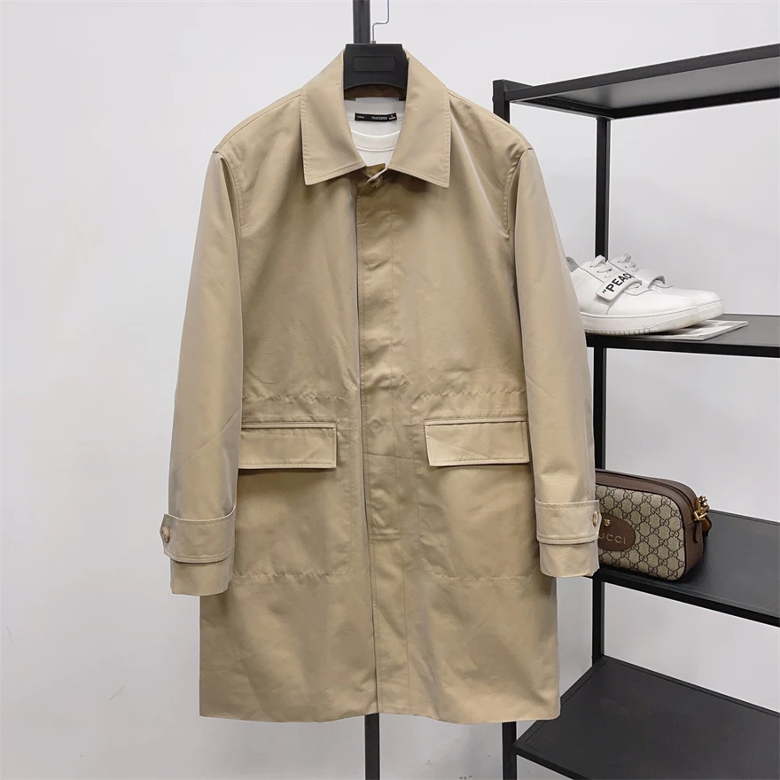 

Классическая мужская ветровка Cen Sle свободного кроя, высококачественная, из смесового хлопка и полиэстера, цвета хаки, средней длины, модная, городская